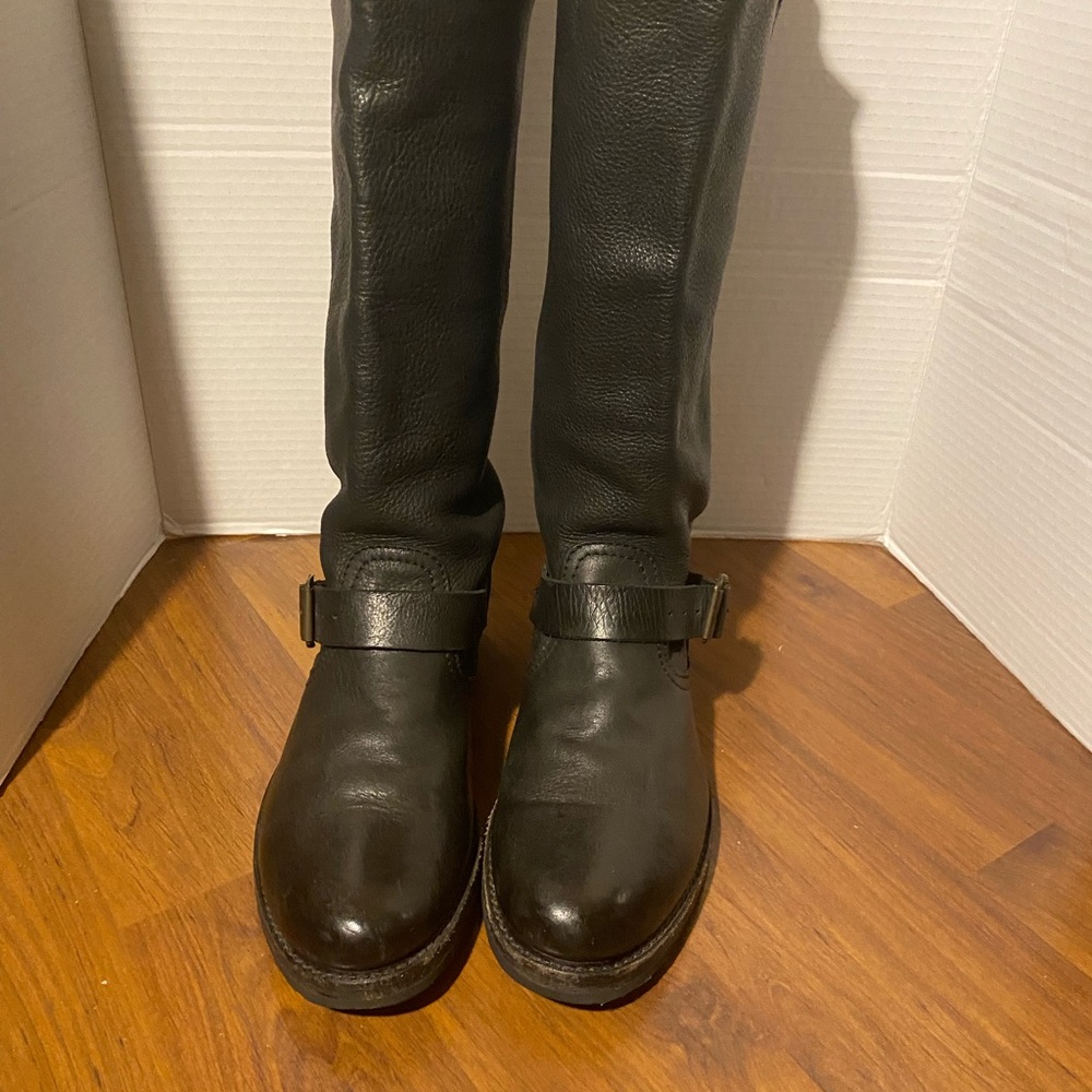 Women’s FRYE black motorcycle boots knee high size 9
